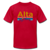 Alta, Utah T-Shirt - Retro Mountain & Birds Unisex Alta T Shirt - red