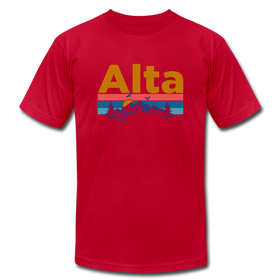 Alta, Utah T-Shirt - Retro Mountain & Birds Unisex Alta T Shirt - red
