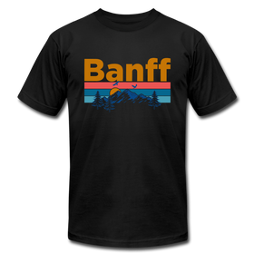 Banff, Canada T-Shirt - Retro Mountain & Birds Unisex Banff T Shirt - black