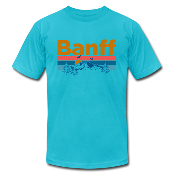 Banff, Canada T-Shirt - Retro Mountain & Birds Unisex Banff T Shirt - turquoise