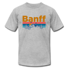 Banff, Canada T-Shirt - Retro Mountain & Birds Unisex Banff T Shirt - heather gray