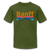 Banff, Canada T-Shirt - Retro Mountain & Birds Unisex Banff T Shirt - olive