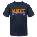 Banff, Canada T-Shirt - Retro Mountain & Birds Unisex Banff T Shirt - navy
