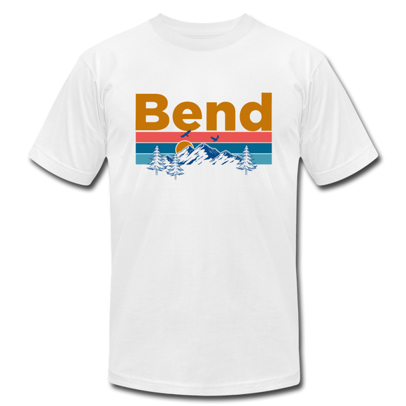 Bend, Oregon T-Shirt - Retro Mountain & Birds Unisex Bend T Shirt - white