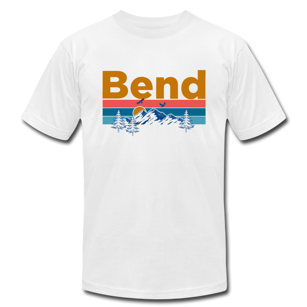 Bend, Oregon T-Shirt - Retro Mountain & Birds Unisex Bend T Shirt - white