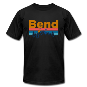 Bend, Oregon T-Shirt - Retro Mountain & Birds Unisex Bend T Shirt - black