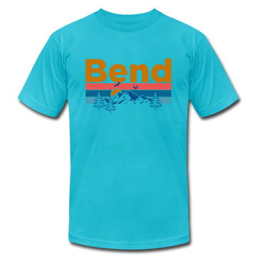 Bend, Oregon T-Shirt - Retro Mountain & Birds Unisex Bend T Shirt - turquoise