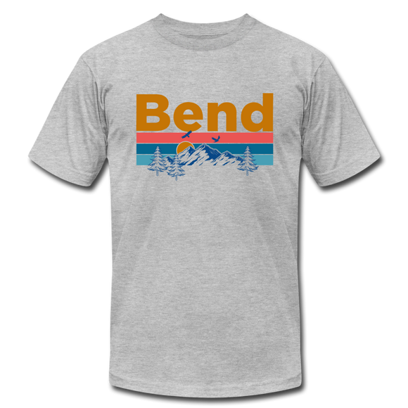 Bend, Oregon T-Shirt - Retro Mountain & Birds Unisex Bend T Shirt - heather gray