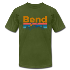 Bend, Oregon T-Shirt - Retro Mountain & Birds Unisex Bend T Shirt - olive