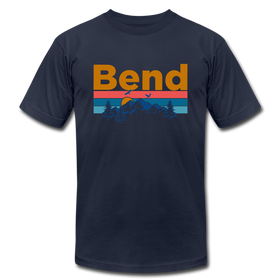 Bend, Oregon T-Shirt - Retro Mountain & Birds Unisex Bend T Shirt - navy