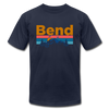 Bend, Oregon T-Shirt - Retro Mountain & Birds Unisex Bend T Shirt - navy