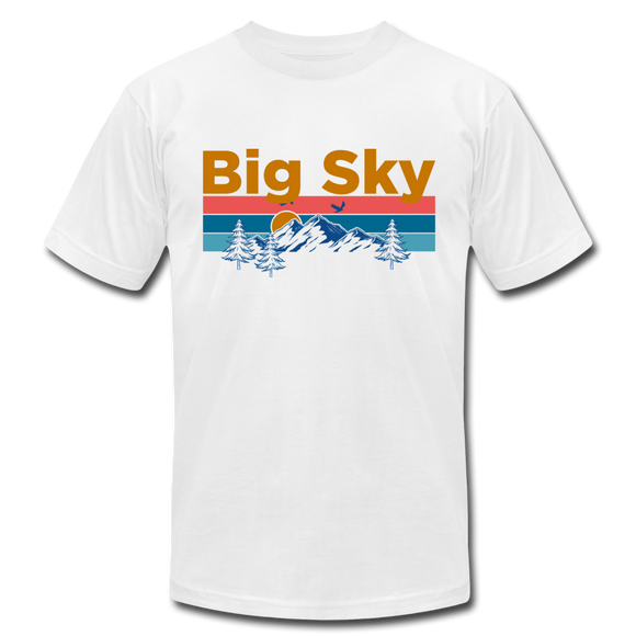 Big Sky, Montana T-Shirt - Retro Mountain & Birds Unisex Big Sky T Shirt - white