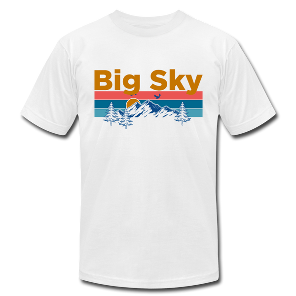 Big Sky, Montana T-Shirt - Retro Mountain & Birds Unisex Big Sky T Shirt - white