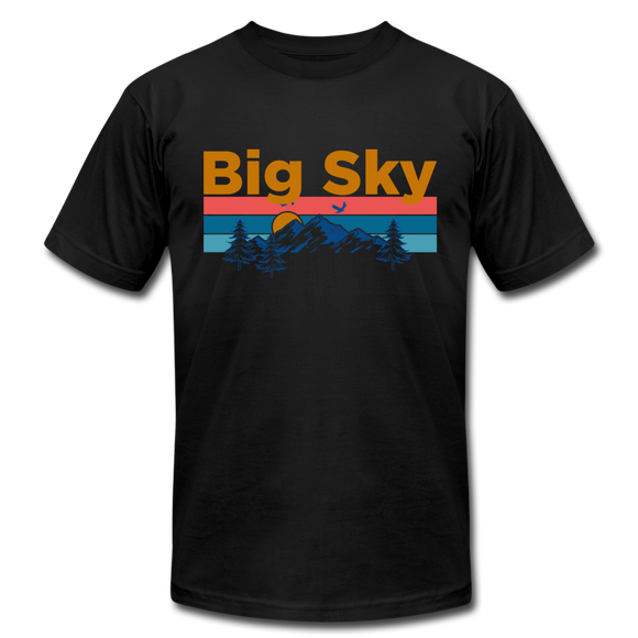 Big Sky, Montana T-Shirt - Retro Mountain & Birds Unisex Big Sky T Shirt - black