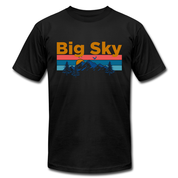 Big Sky, Montana T-Shirt - Retro Mountain & Birds Unisex Big Sky T Shirt - black