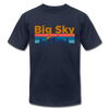 Big Sky, Montana T-Shirt - Retro Mountain & Birds Unisex Big Sky T Shirt - navy