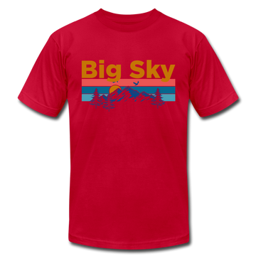 Big Sky, Montana T-Shirt - Retro Mountain & Birds Unisex Big Sky T Shirt - red
