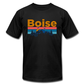 Boise, Idaho T-Shirt - Retro Mountain & Birds Unisex Boise T Shirt - black