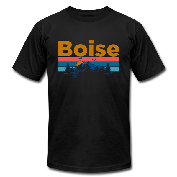 Boise, Idaho T-Shirt - Retro Mountain & Birds Unisex Boise T Shirt - black