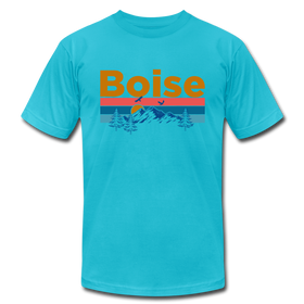 Boise, Idaho T-Shirt - Retro Mountain & Birds Unisex Boise T Shirt - turquoise