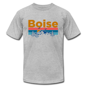 Boise, Idaho T-Shirt - Retro Mountain & Birds Unisex Boise T Shirt - heather gray