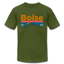 Boise, Idaho T-Shirt - Retro Mountain & Birds Unisex Boise T Shirt - olive
