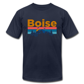 Boise, Idaho T-Shirt - Retro Mountain & Birds Unisex Boise T Shirt - navy
