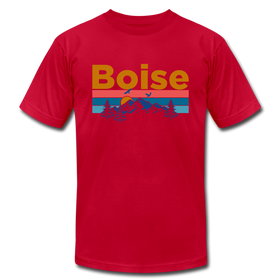 Boise, Idaho T-Shirt - Retro Mountain & Birds Unisex Boise T Shirt - red