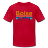 Boise, Idaho T-Shirt - Retro Mountain & Birds Unisex Boise T Shirt - red