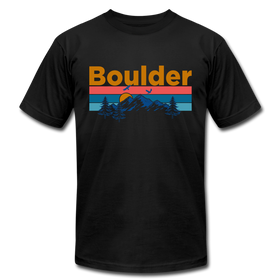 Boulder, Colorado T-Shirt - Retro Mountain & Birds Unisex Boulder T Shirt - black