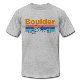 Boulder, Colorado T-Shirt - Retro Mountain & Birds Unisex Boulder T Shirt - heather gray