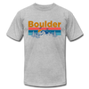 Boulder, Colorado T-Shirt - Retro Mountain & Birds Unisex Boulder T Shirt - heather gray