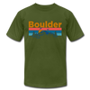 Boulder, Colorado T-Shirt - Retro Mountain & Birds Unisex Boulder T Shirt - olive