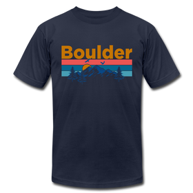 Boulder, Colorado T-Shirt - Retro Mountain & Birds Unisex Boulder T Shirt - navy