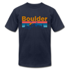 Boulder, Colorado T-Shirt - Retro Mountain & Birds Unisex Boulder T Shirt - navy