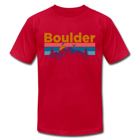 Boulder, Colorado T-Shirt - Retro Mountain & Birds Unisex Boulder T Shirt - red