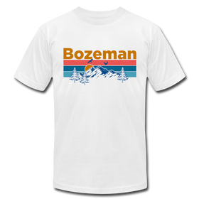 Bozeman, Montana T-Shirt - Retro Mountain & Birds Unisex Bozeman T Shirt - white