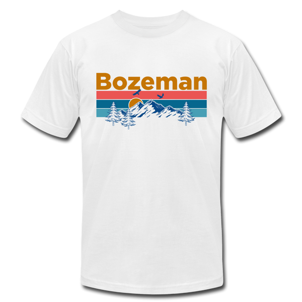 Bozeman, Montana T-Shirt - Retro Mountain & Birds Unisex Bozeman T Shirt - white
