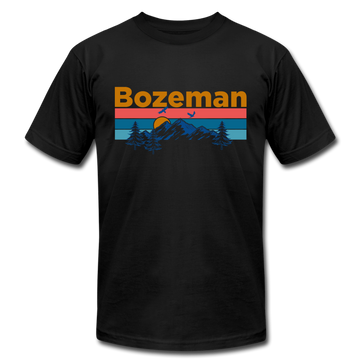 Bozeman, Montana T-Shirt - Retro Mountain & Birds Unisex Bozeman T Shirt - black