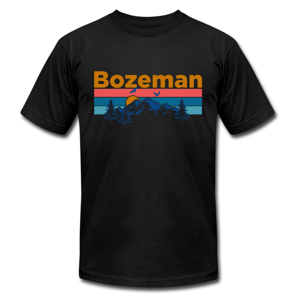 Bozeman, Montana T-Shirt - Retro Mountain & Birds Unisex Bozeman T Shirt - black