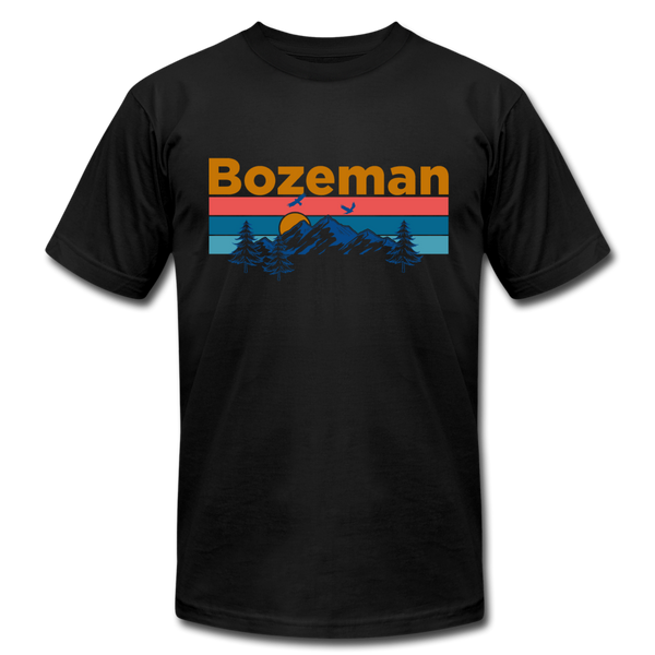 Bozeman, Montana T-Shirt - Retro Mountain & Birds Unisex Bozeman T Shirt - black