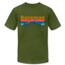 Bozeman, Montana T-Shirt - Retro Mountain & Birds Unisex Bozeman T Shirt - olive