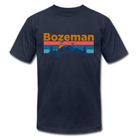 Bozeman, Montana T-Shirt - Retro Mountain & Birds Unisex Bozeman T Shirt - navy