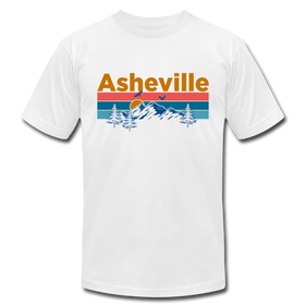 Asheville, North Carolina T-Shirt - Retro Mountain & Birds Unisex Asheville T Shirt - white