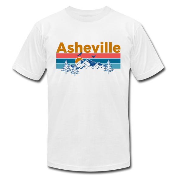 Asheville, North Carolina T-Shirt - Retro Mountain & Birds Unisex Asheville T Shirt - white