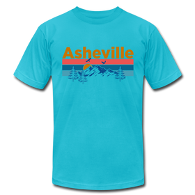 Asheville, North Carolina T-Shirt - Retro Mountain & Birds Unisex Asheville T Shirt - turquoise