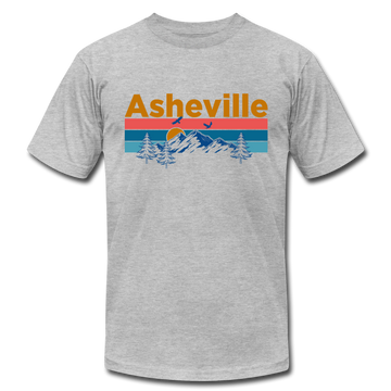 Asheville, North Carolina T-Shirt - Retro Mountain & Birds Unisex Asheville T Shirt - heather gray