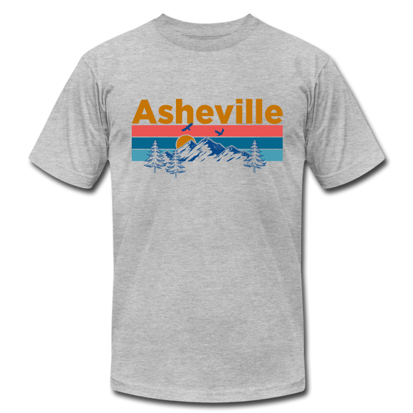 Asheville, North Carolina T-Shirt - Retro Mountain & Birds Unisex Asheville T Shirt - heather gray