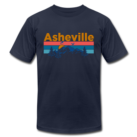 Asheville, North Carolina T-Shirt - Retro Mountain & Birds Unisex Asheville T Shirt - navy