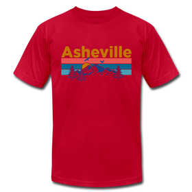 Asheville, North Carolina T-Shirt - Retro Mountain & Birds Unisex Asheville T Shirt - red